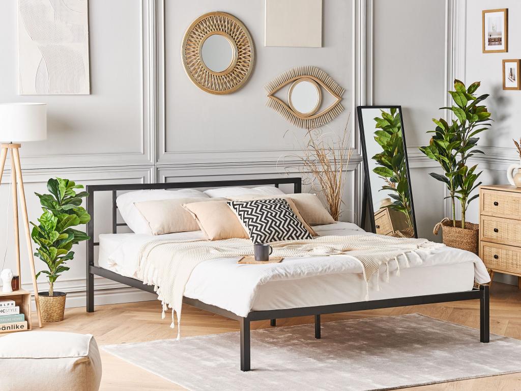 Struttura letto in metallo nero, 140 x 200 cm