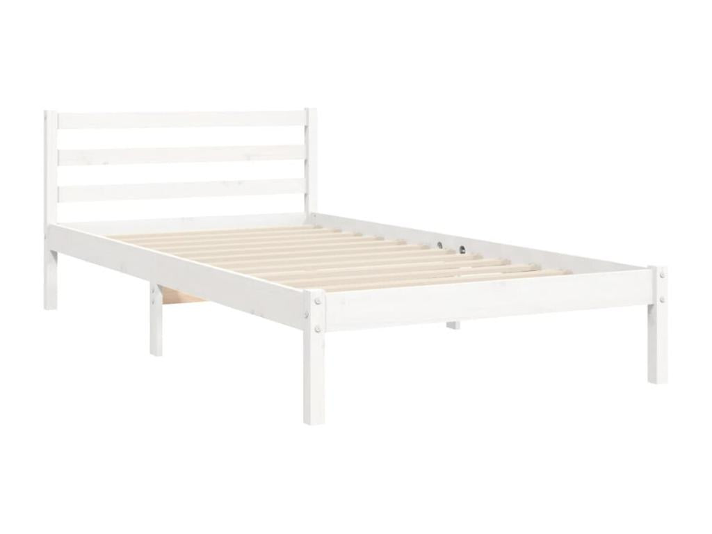 Struttura letto in legno massello bianco con materasso