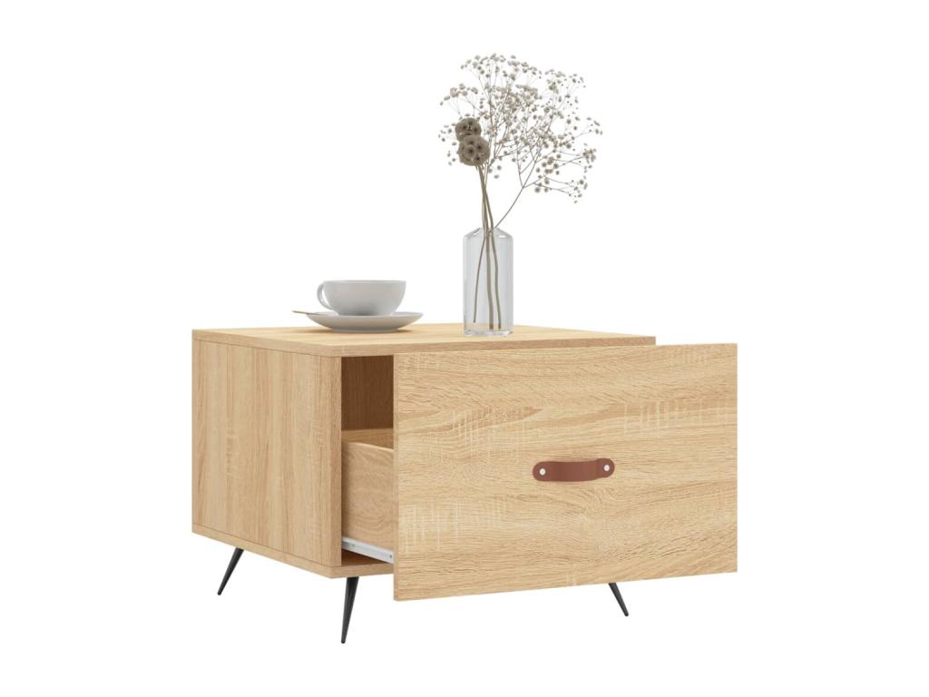 Tavolino da caffè in legno ingegnerizzato naturale, 50 x 50 x 40 cm