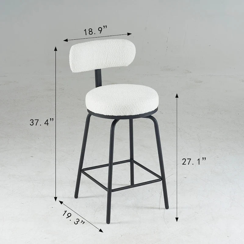 Set di 2 sgabelli da bar girevoli a 360°, sedie da bar Boucle alte fino al bancone con gambe in metallo per isola cucina, sala da pranzo