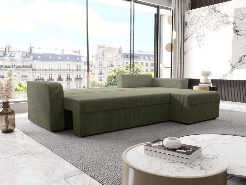 Divano letto trasformabile in velluto verde