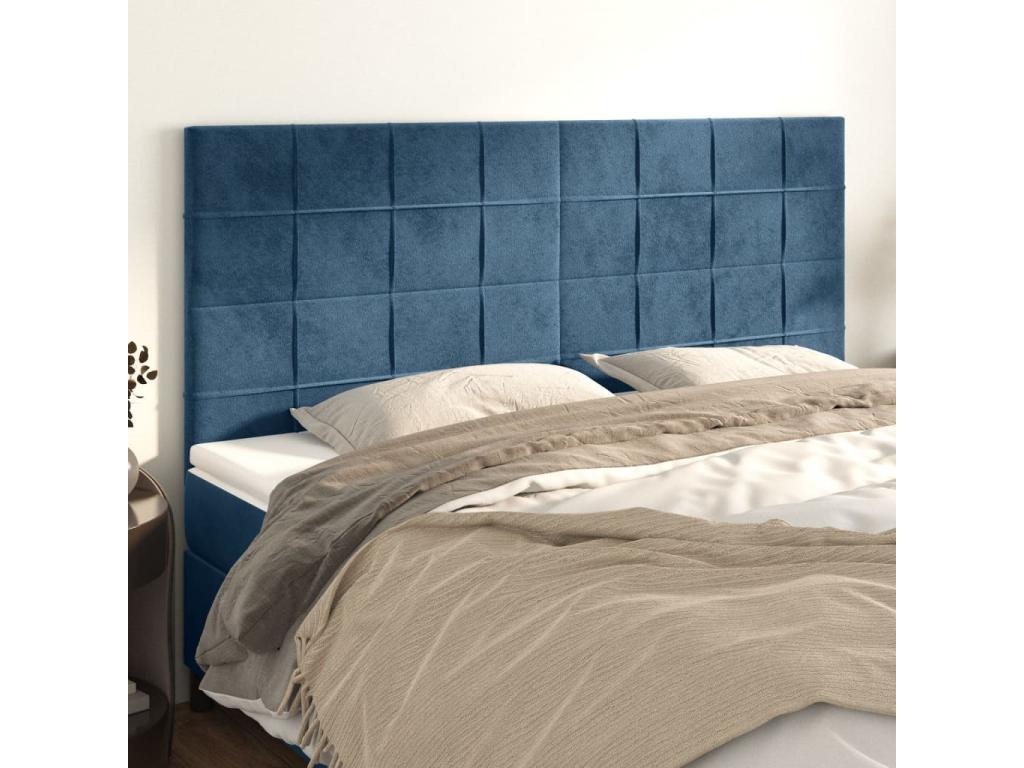 Struttura letto in velluto blu, 80 x 5 x 78 cm