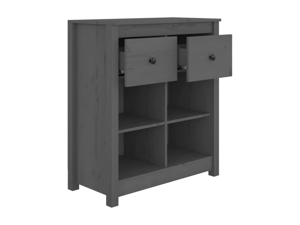 Credenza in legno massello grigio, 70 x 35 x 80 cm