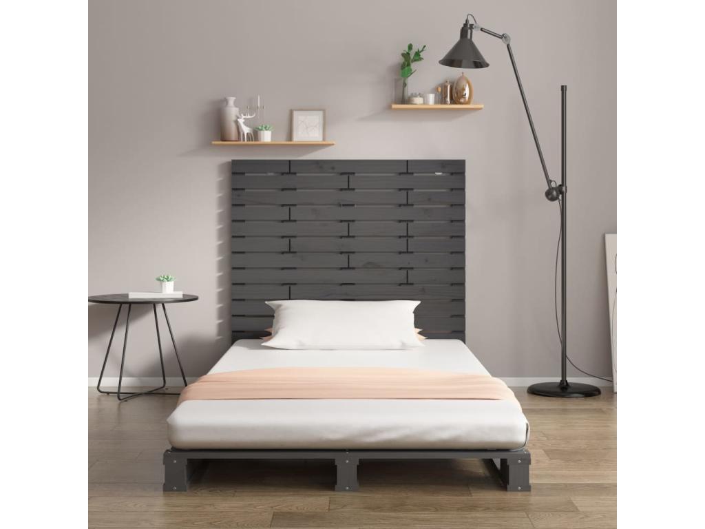 Struttura letto in legno massello grigio, 96 x 3 x 91,5 cm