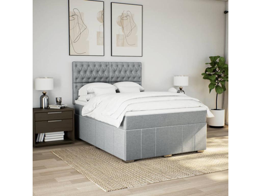 Struttura letto in tessuto grigio con materasso, 160 x 200 cm