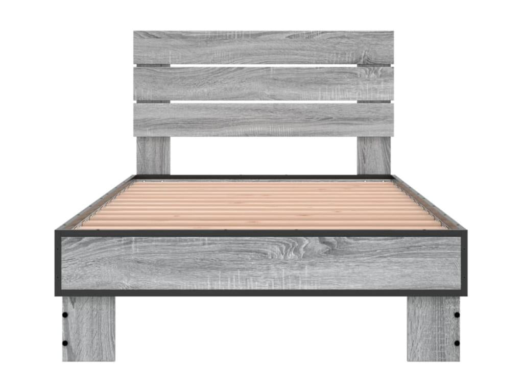 Struttura letto in legno ingegnerizzato grigio, 90 x 190 cm