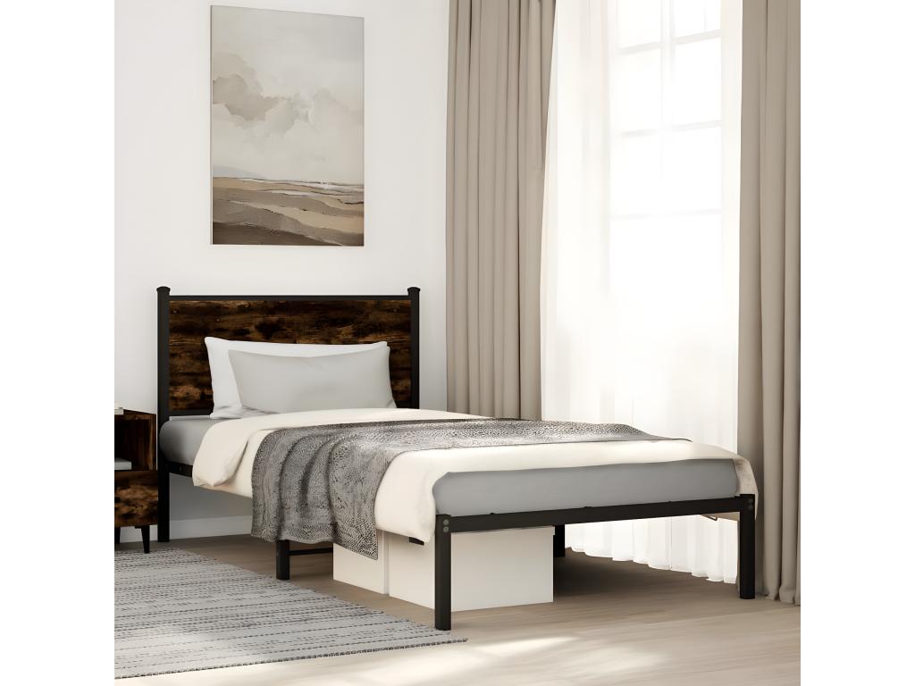 Struttura letto in metallo marrone, 100 x 190 cm