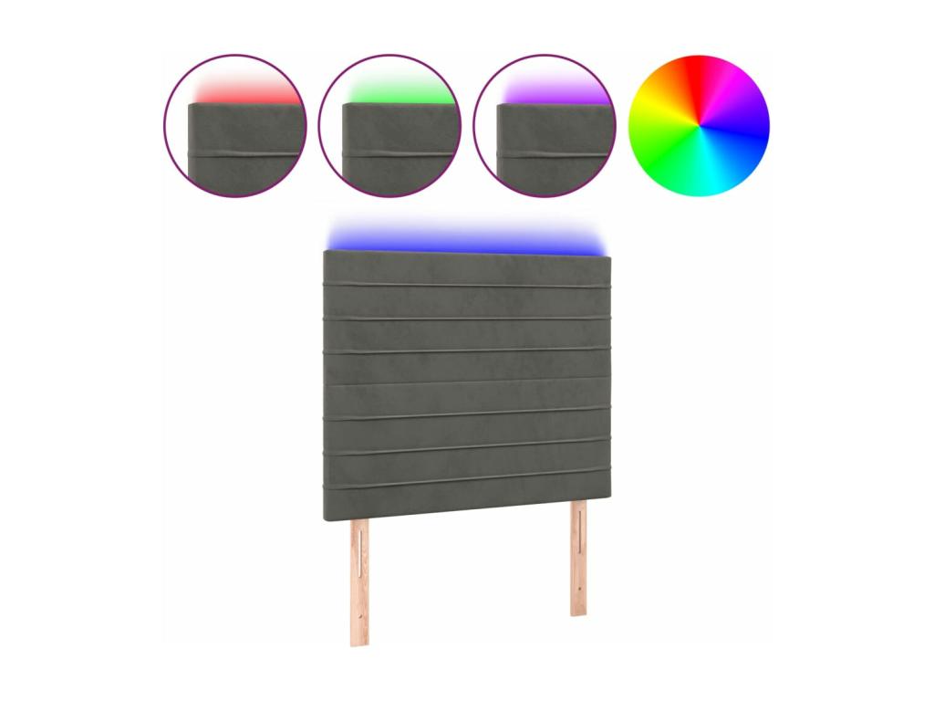 Struttura letto in velluto grigio, 80 x 5 x 118 cm