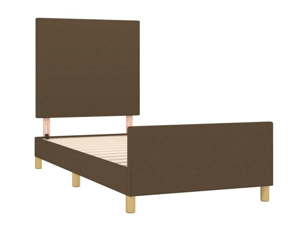 Struttura letto in tessuto marrone con materasso, 90 x 190 cm