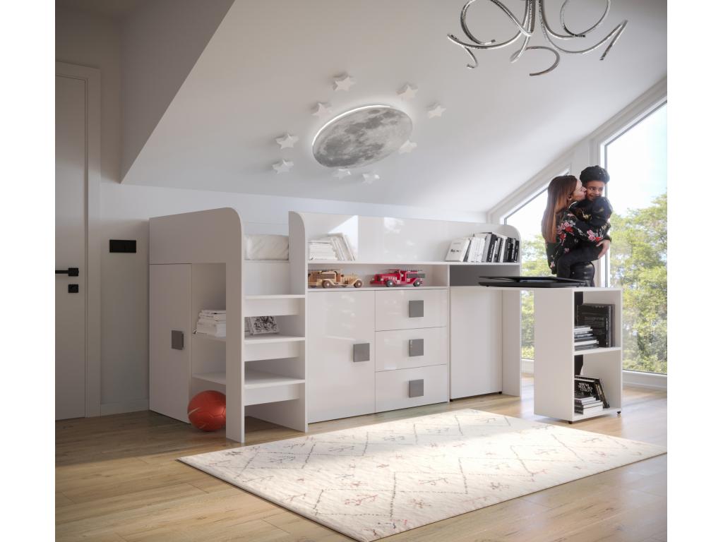 Struttura letto bianca, 106,6 x 125 x 203,3 cm