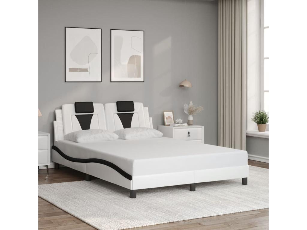 Struttura letto in similpelle bianca, 140 x 190 cm