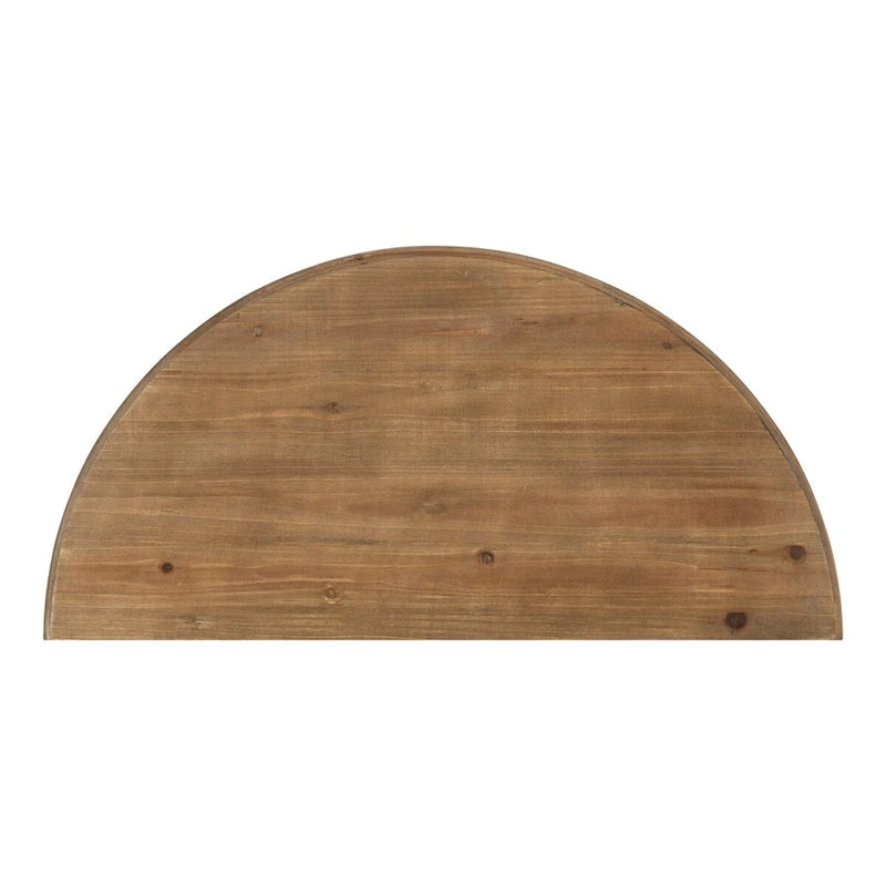 Tavolo consolle semicircolare in legno a mezzaluna con piano rustico anticato a mano e gambe a cavalletto - 30x15x31 pollici