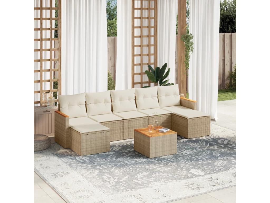 Set di mobili da esterno in vimini intrecciato in resina beige