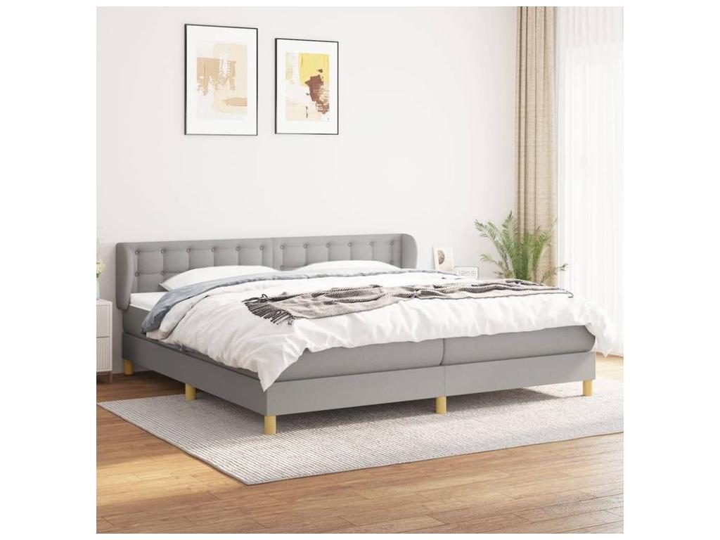 Struttura letto in tessuto bianco con materasso, 200 x 200 cm