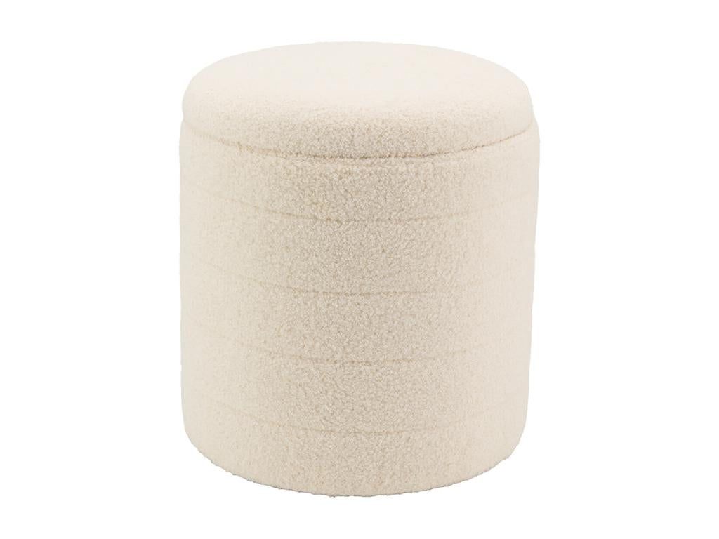Pouf in tessuto bouclé bianco
