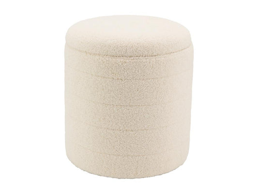 Pouf in tessuto bouclé bianco