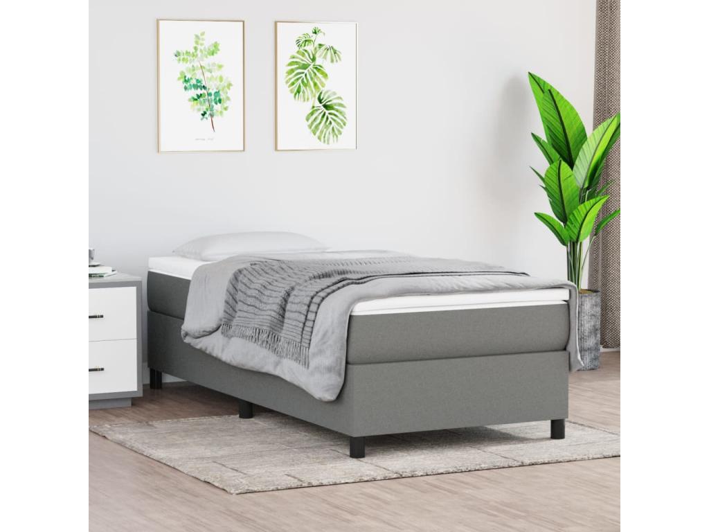 Struttura letto in tessuto grigio con materasso, 90 x 190 cm