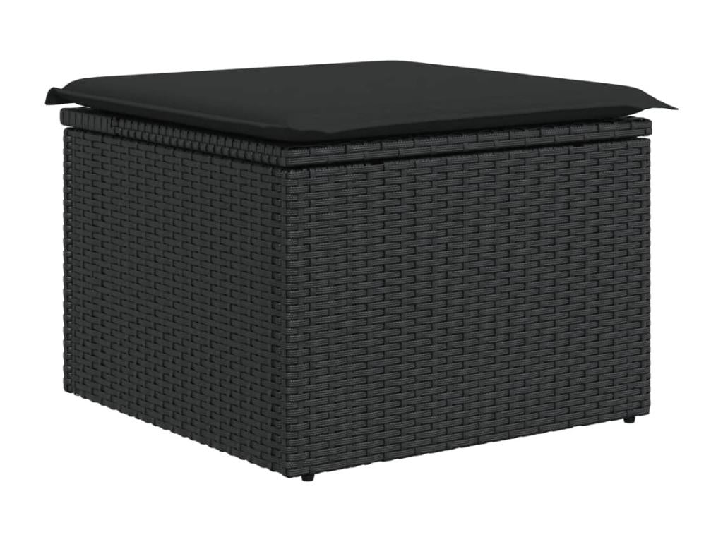 Set di mobili da esterno in vimini intrecciato in resina nera