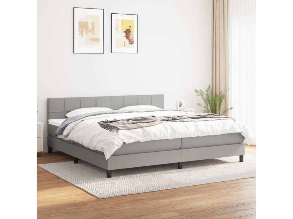 Struttura letto in tessuto bianco con materasso, 180 x 200 cm