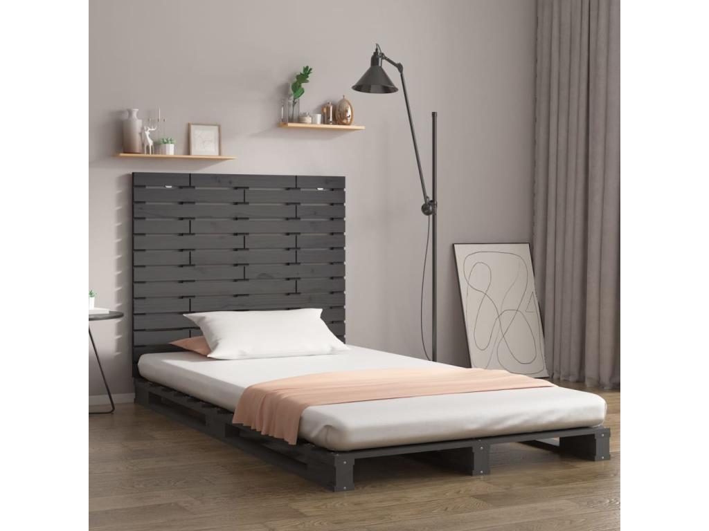 Struttura letto in legno massello grigio, 96 x 3 x 91,5 cm