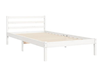 Struttura letto in legno massello bianco con materasso