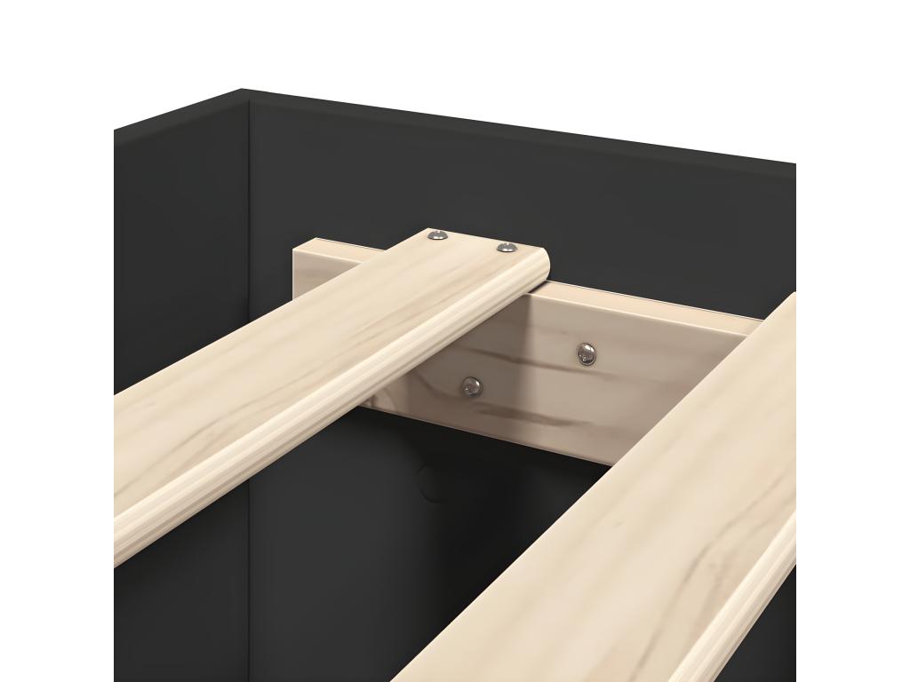 Struttura letto in legno ingegnerizzato nero, 100 x 200 cm