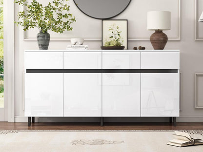 Credenza bianca a 4 ante e 4 cassetti