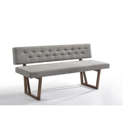 Panca da pranzo imbottita da 63" in misto lino grigio con struttura in legno di noce e schienale, capacità di carico di 500 libbre, seduta imbottita, mobili da cucina moderni
