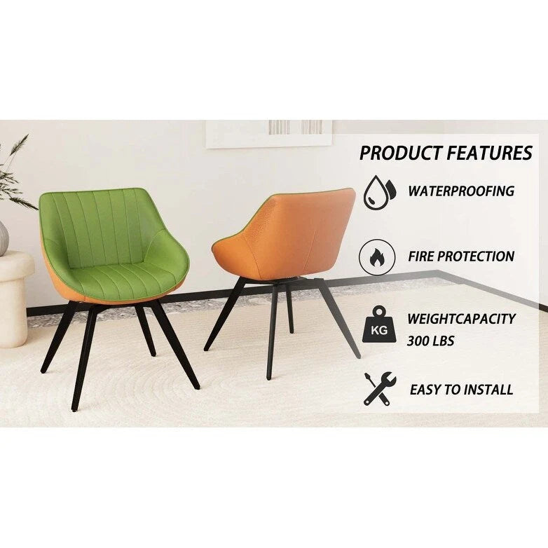 Set di 2 sedie da pranzo con gambe in metallo