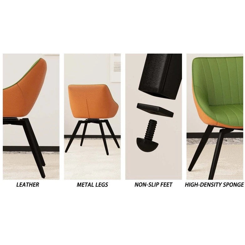 Set di 2 sedie da pranzo con gambe in metallo