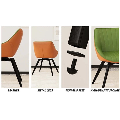 Set di 2 sedie da pranzo con gambe in metallo