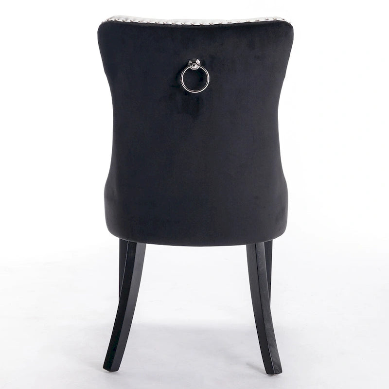 Set di 2 sedie da pranzo con schienale alto, sedie da cucina imbottite in similpelle, sedia laterale con maniglia posteriore e gambe in legno