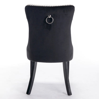 Set di 2 sedie da pranzo con schienale alto, sedie da cucina imbottite in similpelle, sedia laterale con maniglia posteriore e gambe in legno