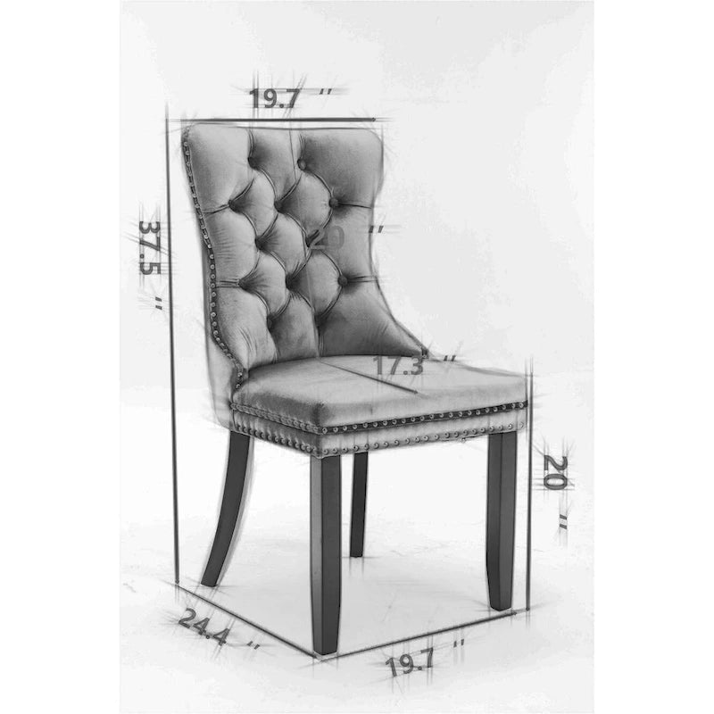 Set di 2 sedie da pranzo con schienale alto, sedie da cucina imbottite in similpelle, sedia laterale con maniglia posteriore e gambe in legno