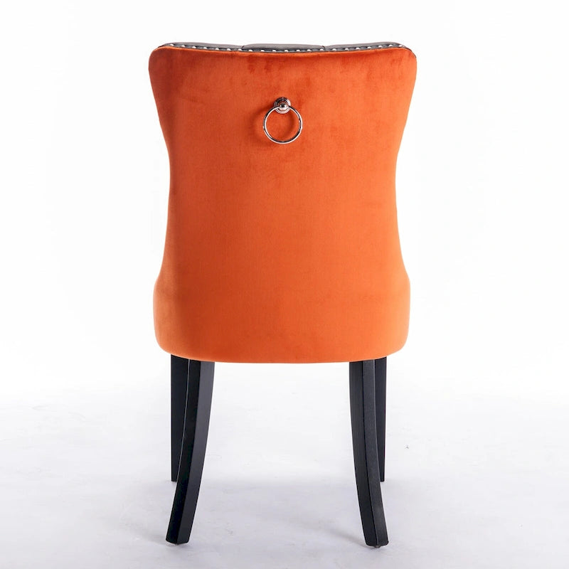 Set di 2 sedie da pranzo con schienale alto, sedie da cucina imbottite in similpelle, sedia laterale con maniglia posteriore e gambe in legno