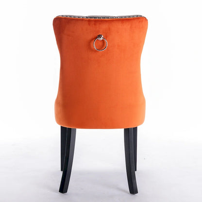 Set di 2 sedie da pranzo con schienale alto, sedie da cucina imbottite in similpelle, sedia laterale con maniglia posteriore e gambe in legno
