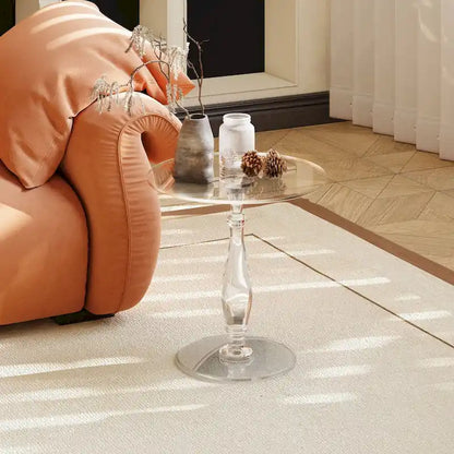 Tavolino rotondo in acrilico trasparente con montante solido, comodino - 18 diam. x 19 h