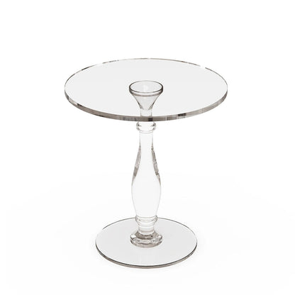 Tavolino rotondo in acrilico trasparente con montante solido, comodino - 18 diam. x 19 h