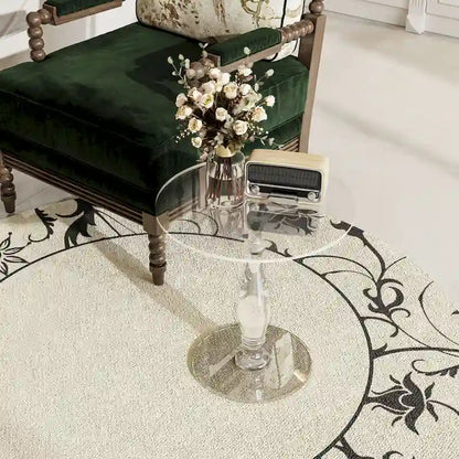 Tavolino rotondo in acrilico trasparente con montante solido, comodino - 18 diam. x 19 h