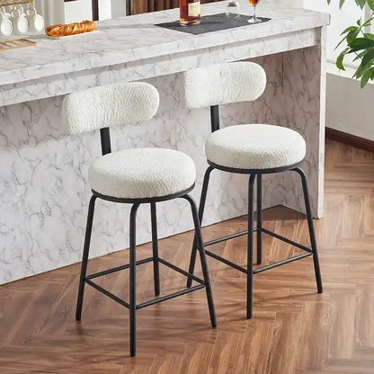 Set di 2 sgabelli da bar girevoli a 360°, sedie da bar Boucle alte fino al bancone con gambe in metallo per isola cucina, sala da pranzo