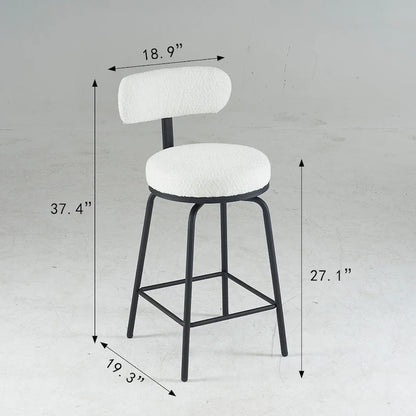 Set di 2 sgabelli da bar girevoli a 360°, sedie da bar Boucle alte fino al bancone con gambe in metallo per isola cucina, sala da pranzo