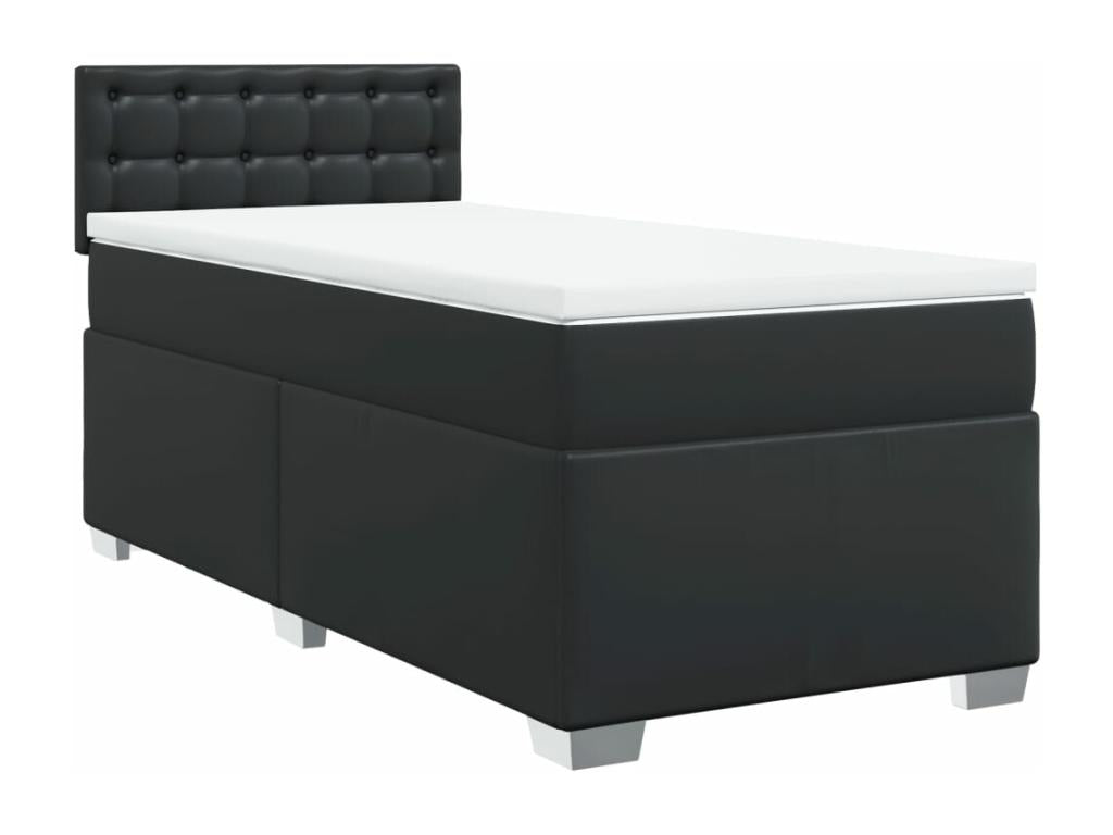 Struttura letto in similpelle nera con materasso, 80 x 200 cm