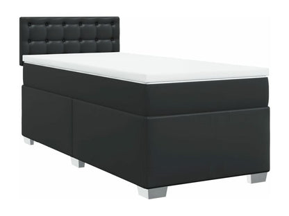 Struttura letto in similpelle nera con materasso, 80 x 200 cm
