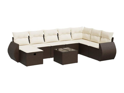 Set di mobili da esterno in vimini intrecciato in resina marrone