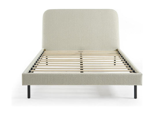 Struttura letto in tessuto bouclé beige, 140 x 190 cm