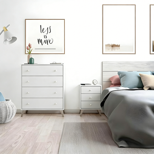 Cassettiera bianca a 4 cassetti