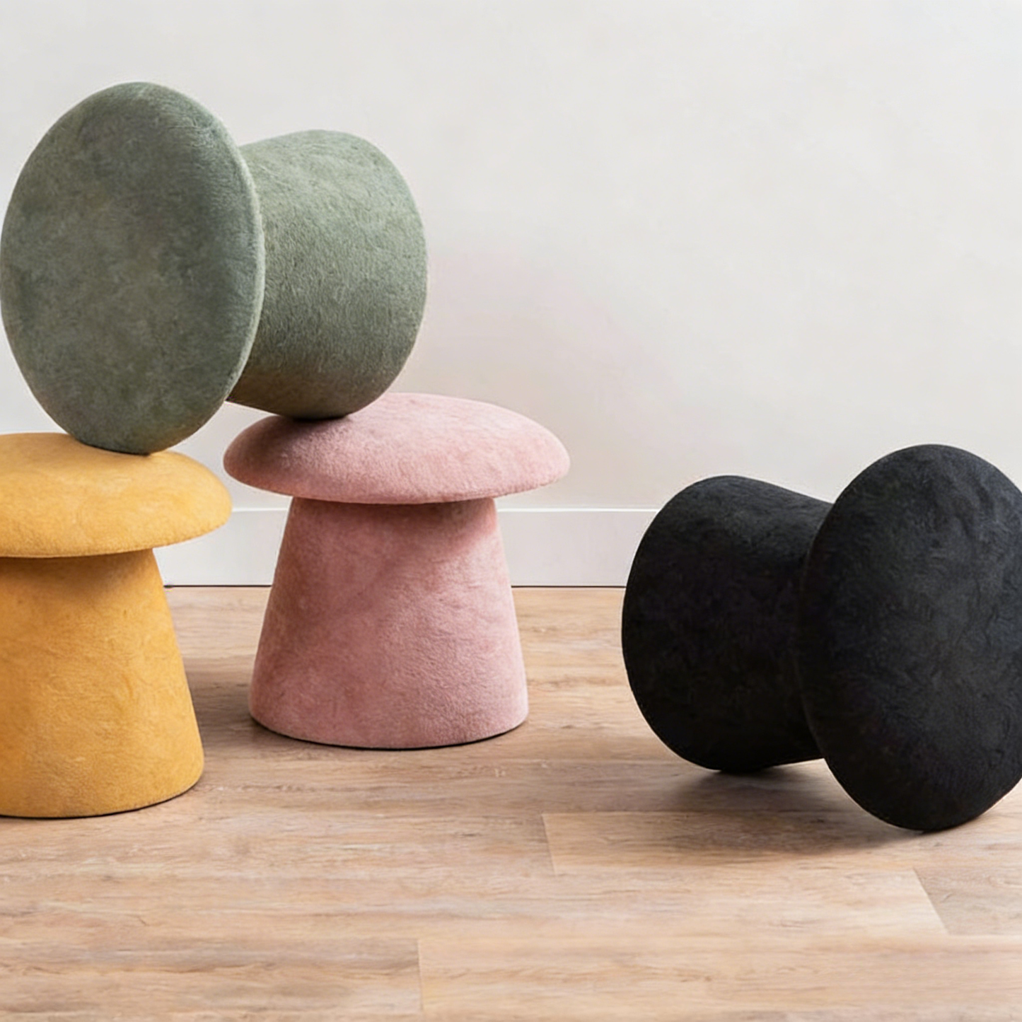 Pouf in velluto grigio