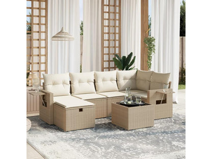 Set di mobili da esterno in vimini intrecciato in resina beige