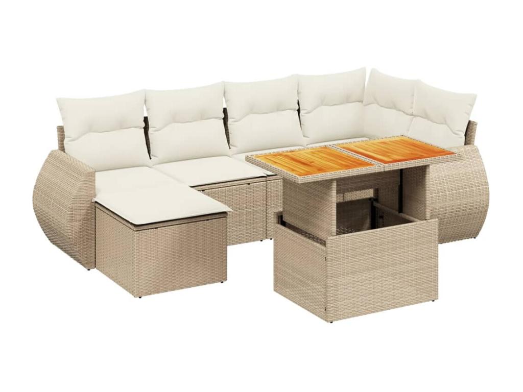 Set di mobili da esterno in vimini intrecciato in resina beige