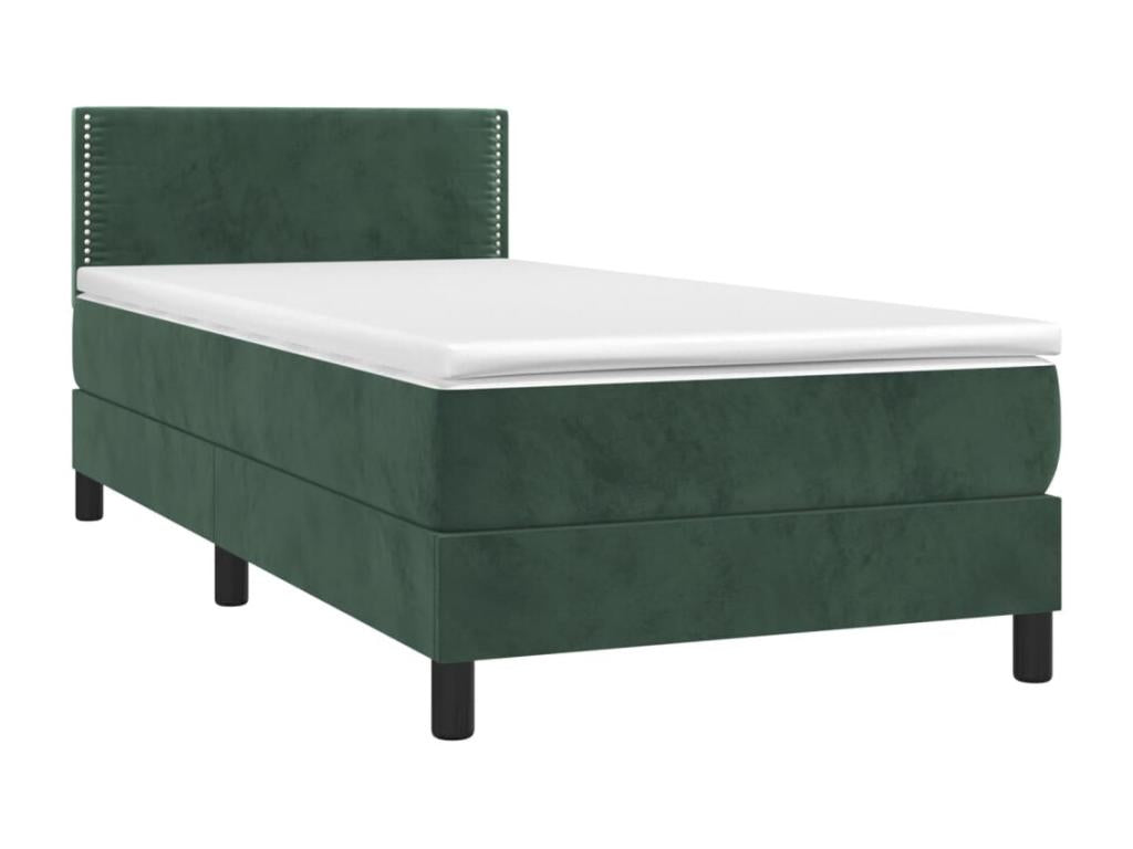 Struttura letto in velluto verde con materasso, 80 x 200 cm
